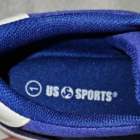 US Sports Kid Violet Blue White Slip-on Velcro Strap Stretchy Lace Sneakers Sz1 - Picture 2 of 8